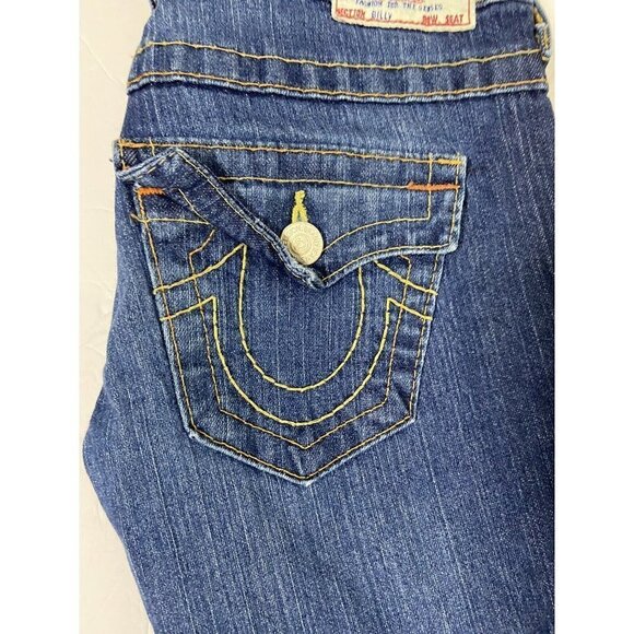 True Religion Billy Womens 25x34 Blue Denim Jeans Slim Straight - Picture 5 of 9